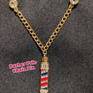Gold Barber Pole Chain Pin